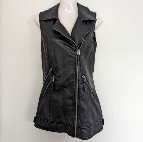 Noisy MAY faux leather moto biker jacket vest black women's xs - Picture 2 of 16